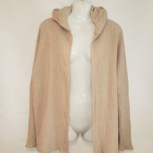 American Eagle Open Hooded Waffle Knit Cardigan Soft Sexy Beige Size Small